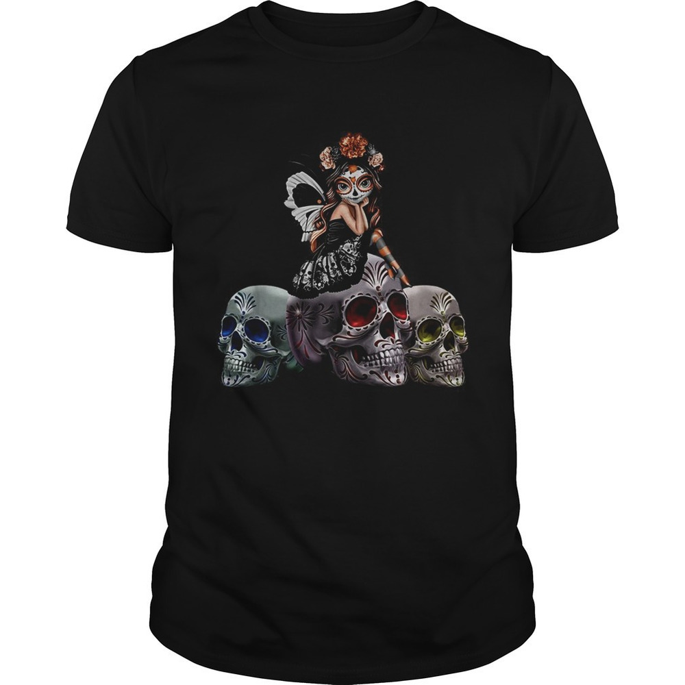Butterfly Sit On Three Skull Spirit Of The Dearly Loved Figurine Shirt